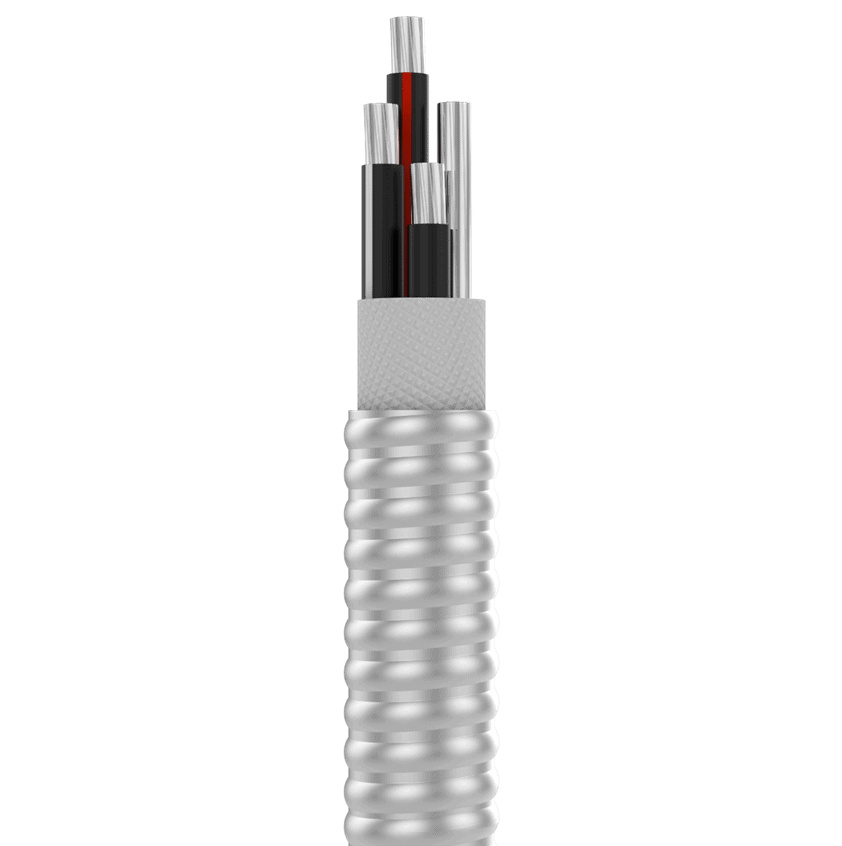 Three or Four Conductor UL Type MC, Aluminum Conductor, THHN / THWN-2, AIA, 90°C Dry, Rated 600 V